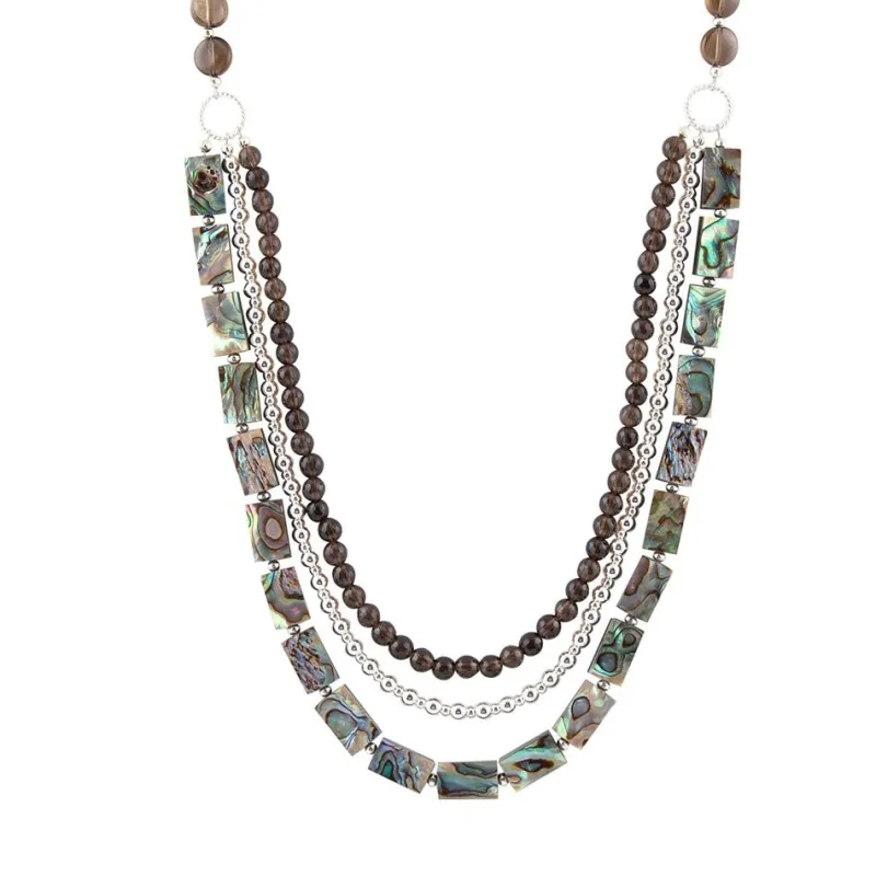 Sepia Sea Green Abalone Sterling Silver Strand Necklace sold by Barse