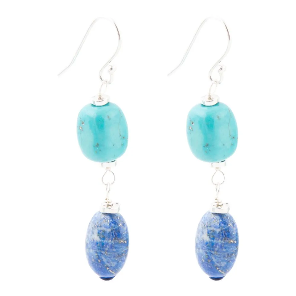 New Haven Blue Lapis and Magnesite Sterling Silver Drop Earrings sold by Barse product image thumbnail 4