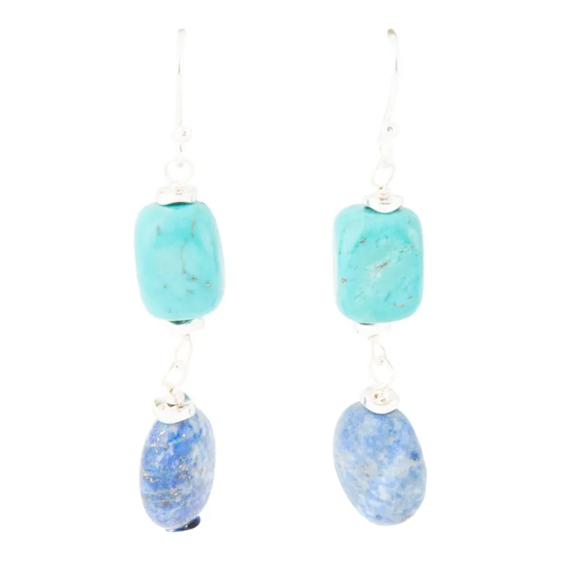 New Haven Blue Lapis and Magnesite Sterling Silver Drop Earrings sold by Barse