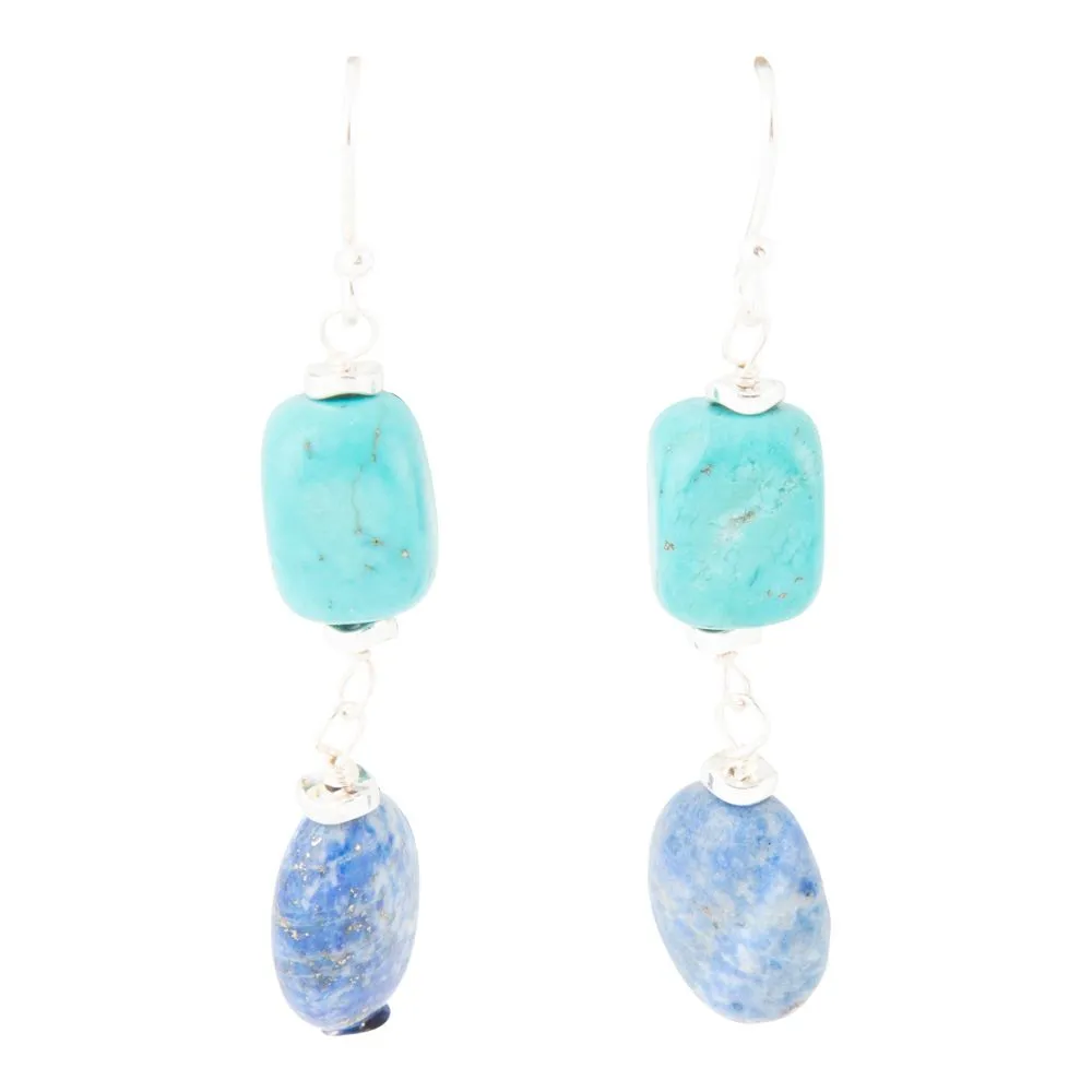 New Haven Blue Lapis and Magnesite Sterling Silver Drop Earrings sold by Barse