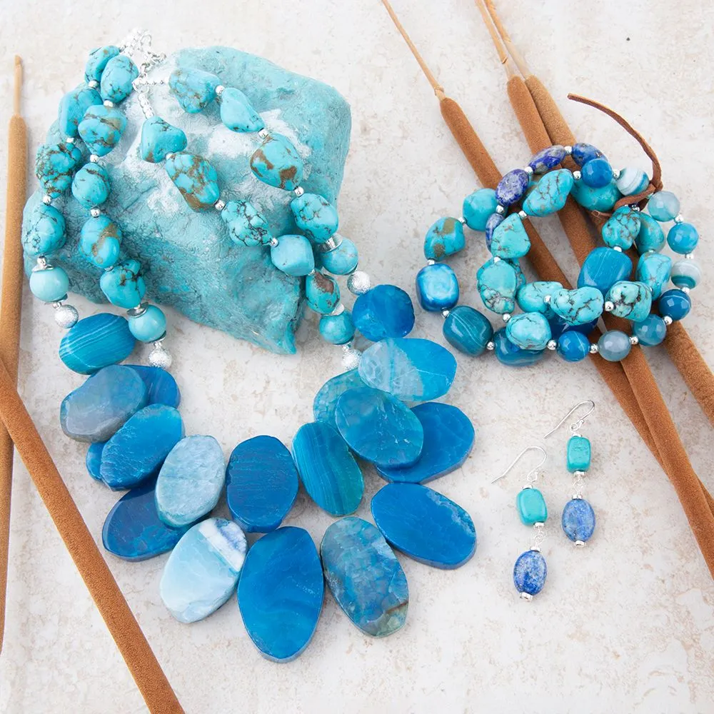 New Haven Blue Lapis and Magnesite Sterling Silver Drop Earrings sold by Barse product image thumbnail 5