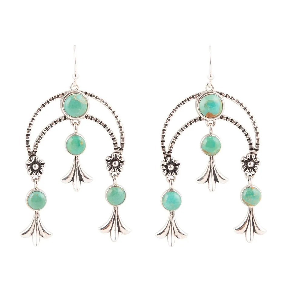 Floral Chandelier Blue Turquoise and Sterling Silver Earrings sold by Barse