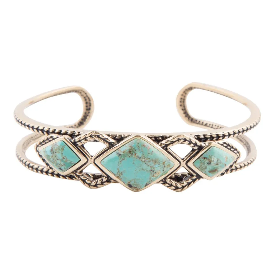 Blue Turquoise and Golden Cuff Bracelet sold by Barse product image thumbnail 4