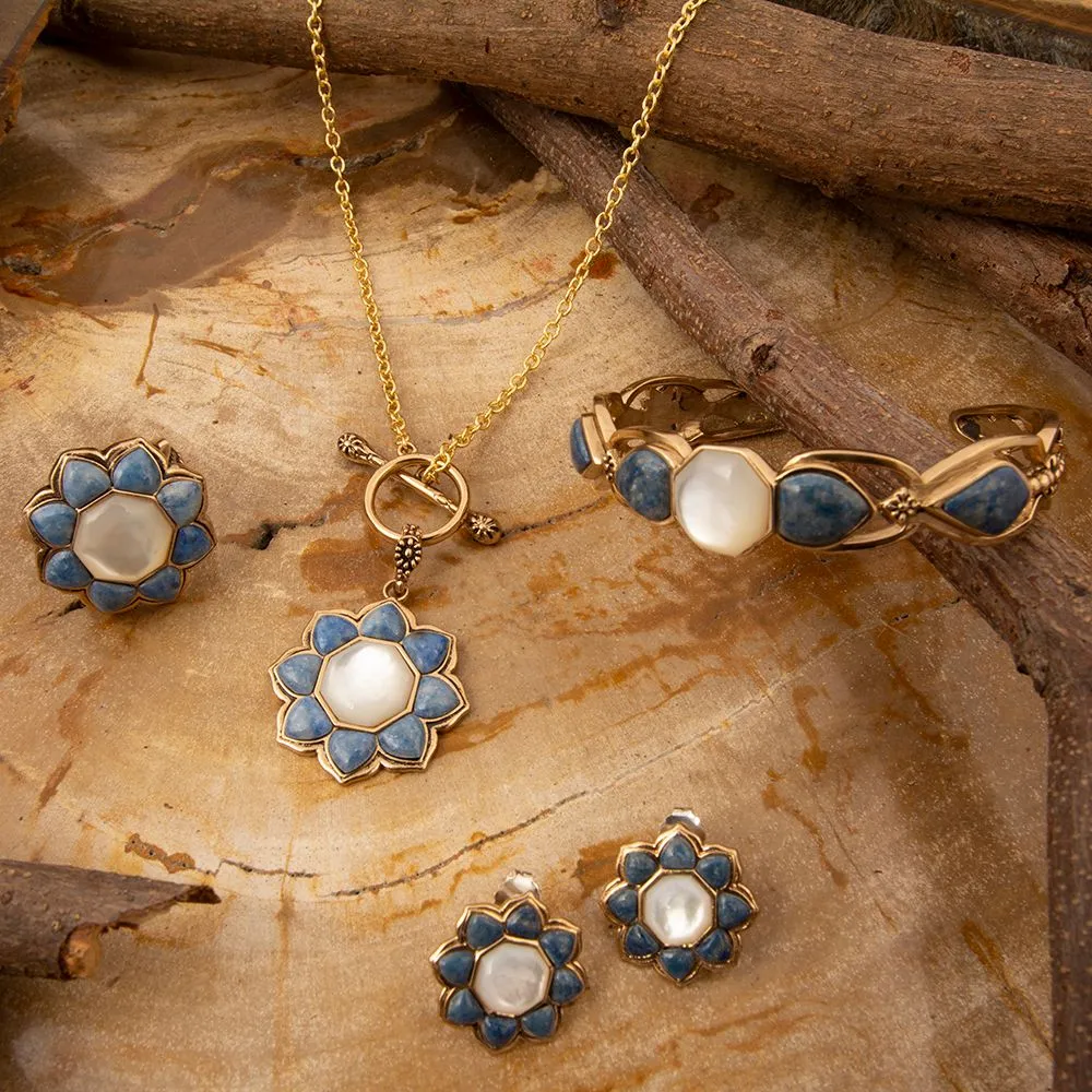 Blue Lapis Flower Golden Statement Ring sold by Barse product image thumbnail 5