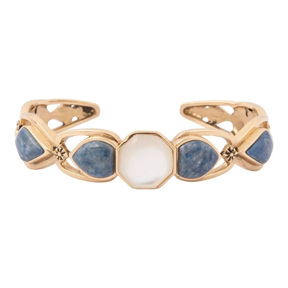 Blue Lapis Flower Golden Cuff Bracelet sold by Barse product image thumbnail 5