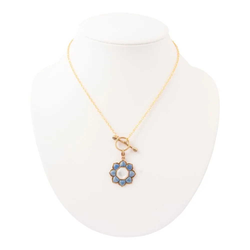 Blue Lapis Golden Flower Pendant Necklace sold by Barse product image thumbnail 4