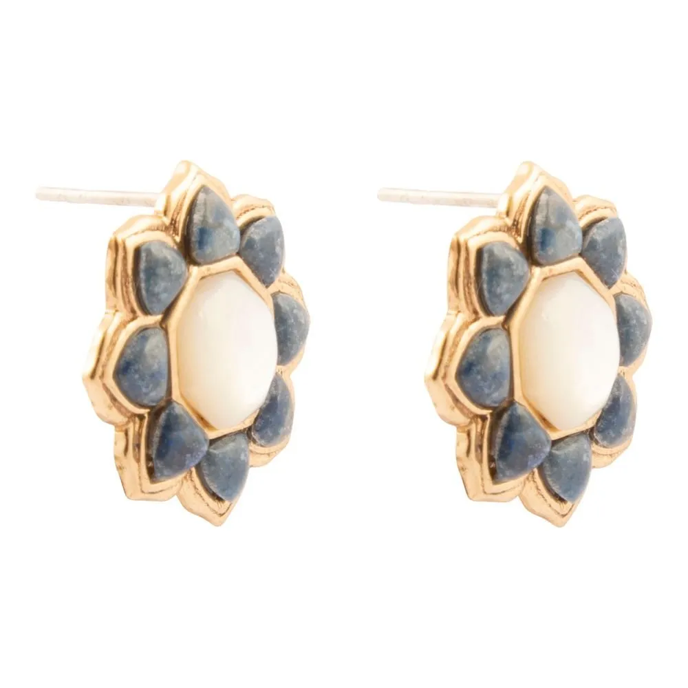 Blue Lapis Flower Golden Post Earrings sold by Barse product image thumbnail 5