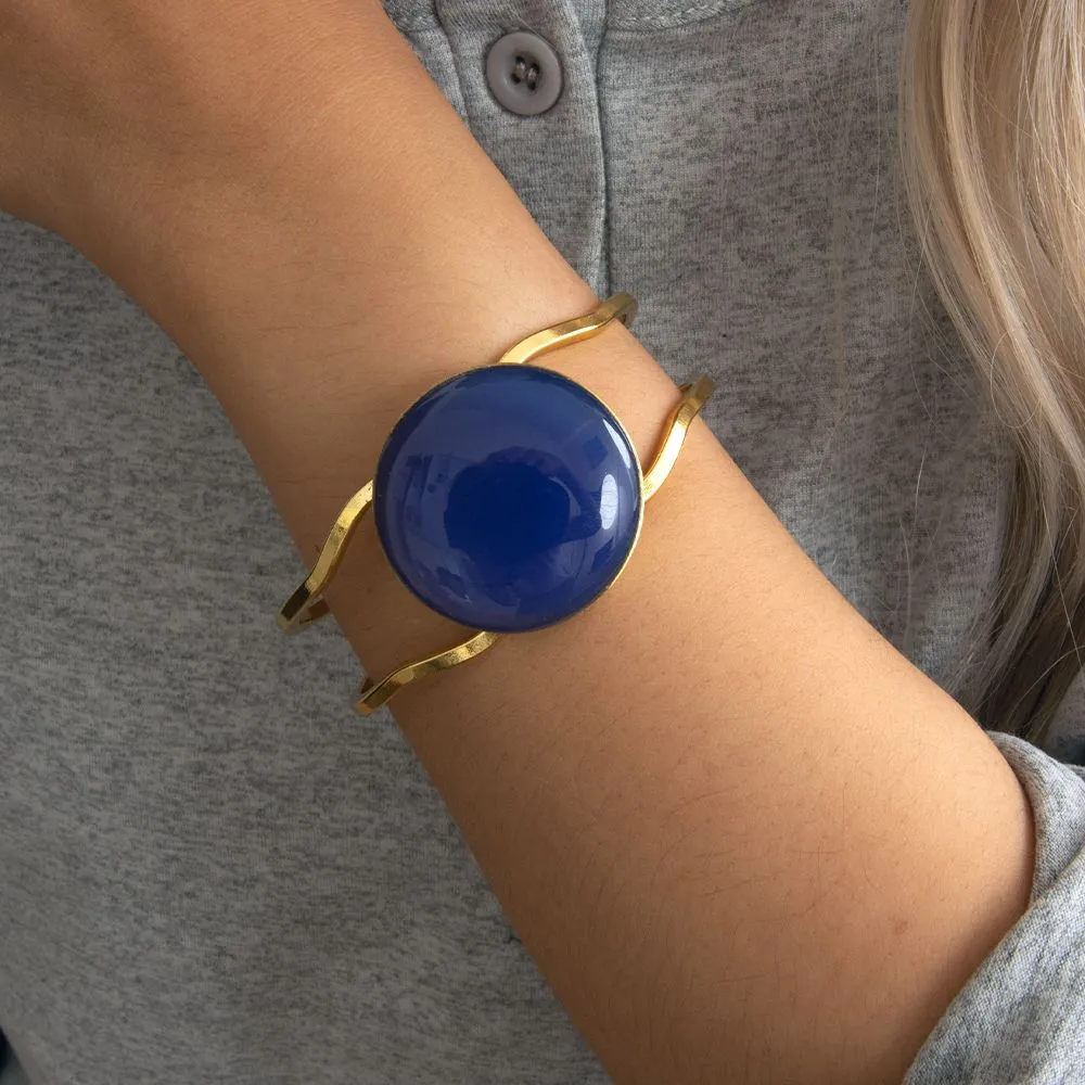 Blue Agate Hinged Golden Cuff Bracelet sold by Barse product image thumbnail 2