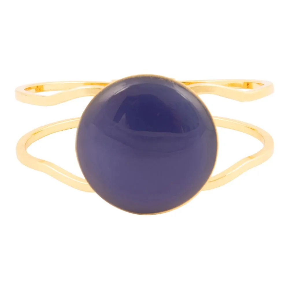 Blue Agate Hinged Golden Cuff Bracelet sold by Barse product image thumbnail 4