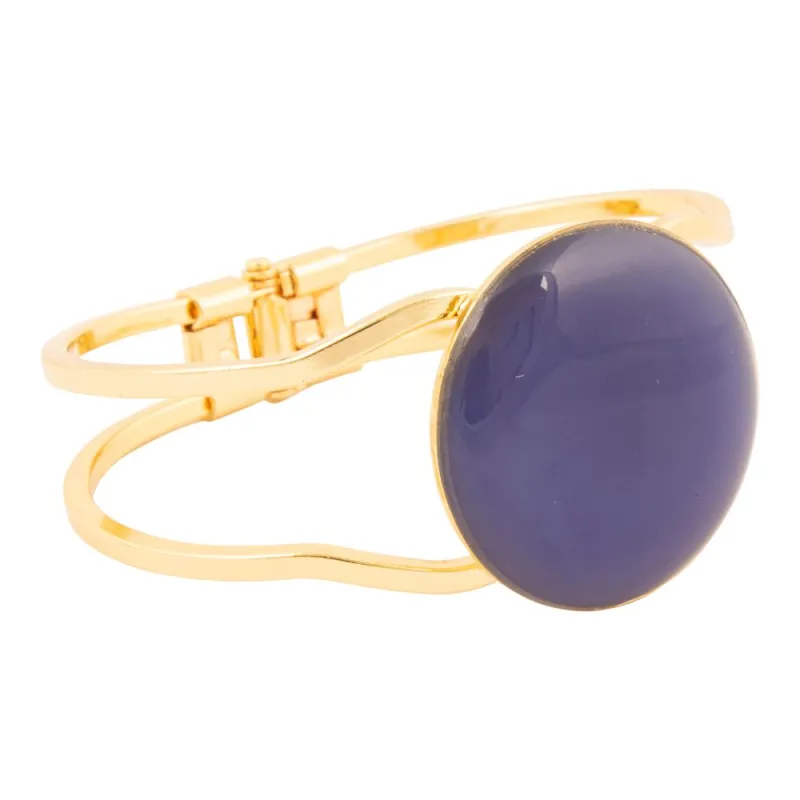 Blue Agate Hinged Golden Cuff Bracelet sold by Barse