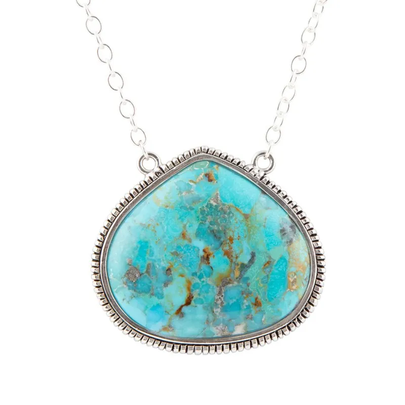 Corinth Blue Turquoise and Sterling Silver Pendant Necklace sold by Barse