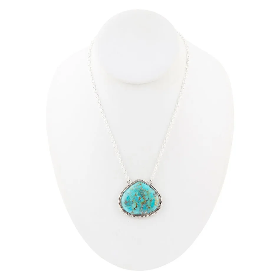 Corinth Blue Turquoise and Sterling Silver Pendant Necklace sold by Barse product image thumbnail 4