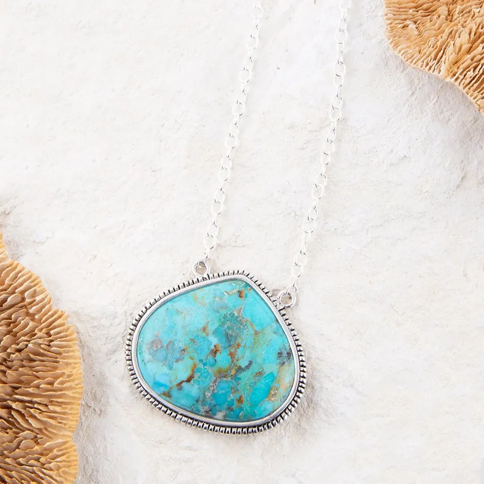 Corinth Blue Turquoise and Sterling Silver Pendant Necklace sold by Barse product image thumbnail 3