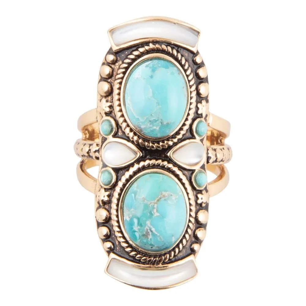 Double Up Turquoise and Mother of Pearl Ring sold by Barse product image thumbnail 3
