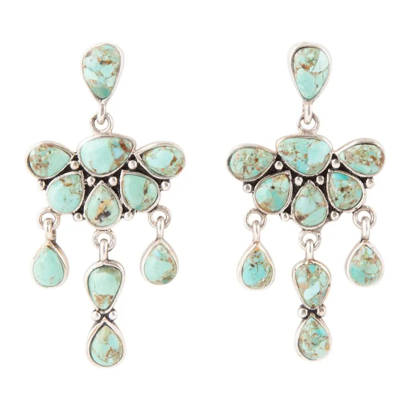 Durango Blue Turquoise Sterling Silver Post Drop Earrings sold by Barse