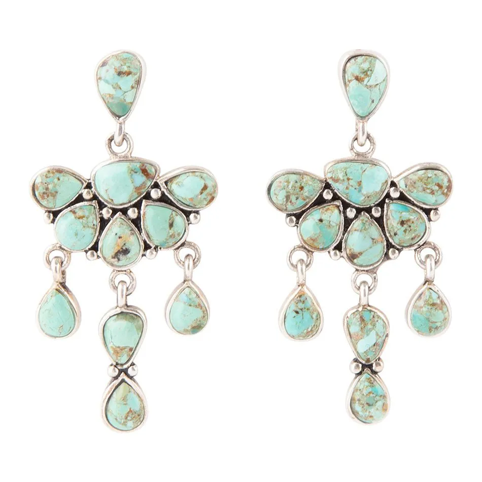 Durango Blue Turquoise Sterling Silver Post Drop Earrings sold by Barse
