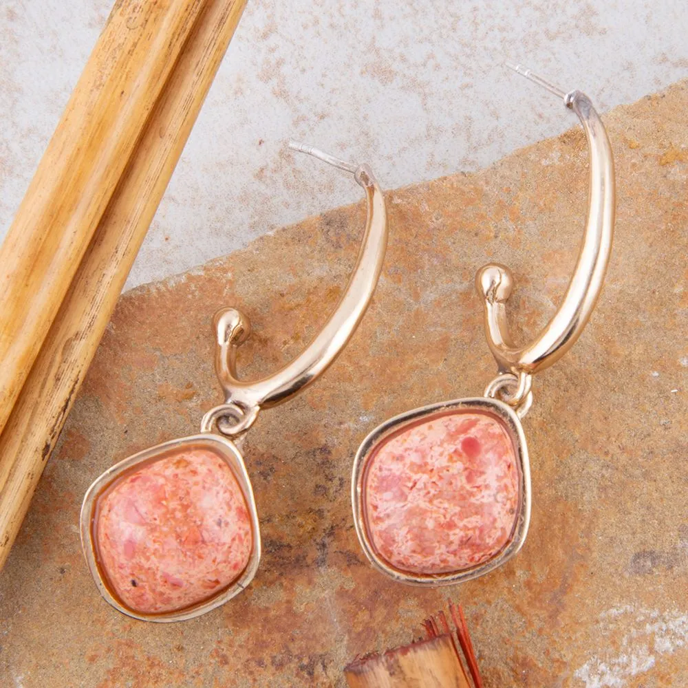 Orange Coral Golden Post Drop Earrings sold by Barse product image thumbnail 2