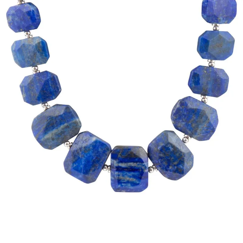 Blue Lapis Sterling Silver Statement Necklace sold by Barse