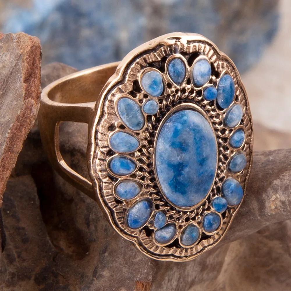 Concho Denim Blue Lapis Golden Ring sold by Barse product image thumbnail 3