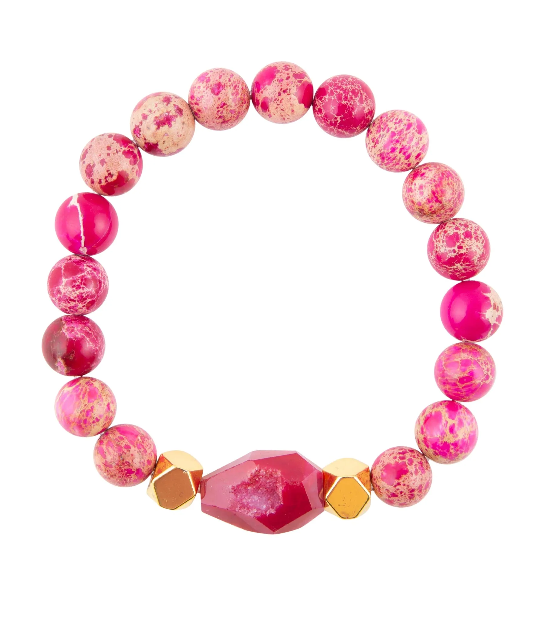 Pink Jasper Golden Stretch Bracelet sold by Barse product image thumbnail 3