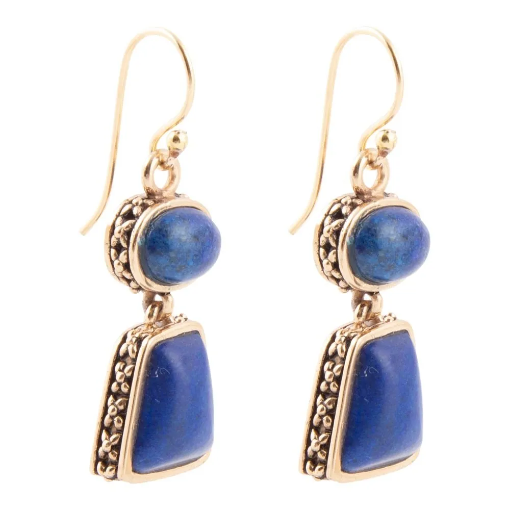 Blue Lapis Golden Drop Earrings sold by Barse product image thumbnail 4