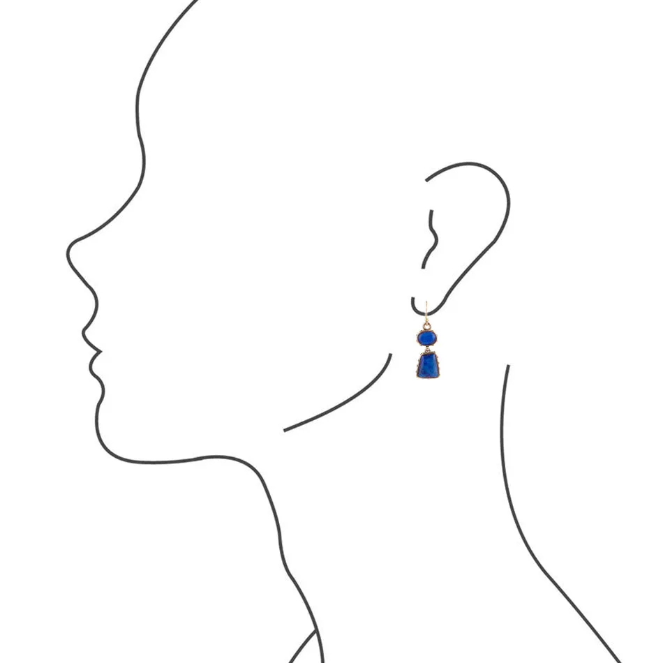 Blue Lapis Golden Drop Earrings sold by Barse product image thumbnail 3