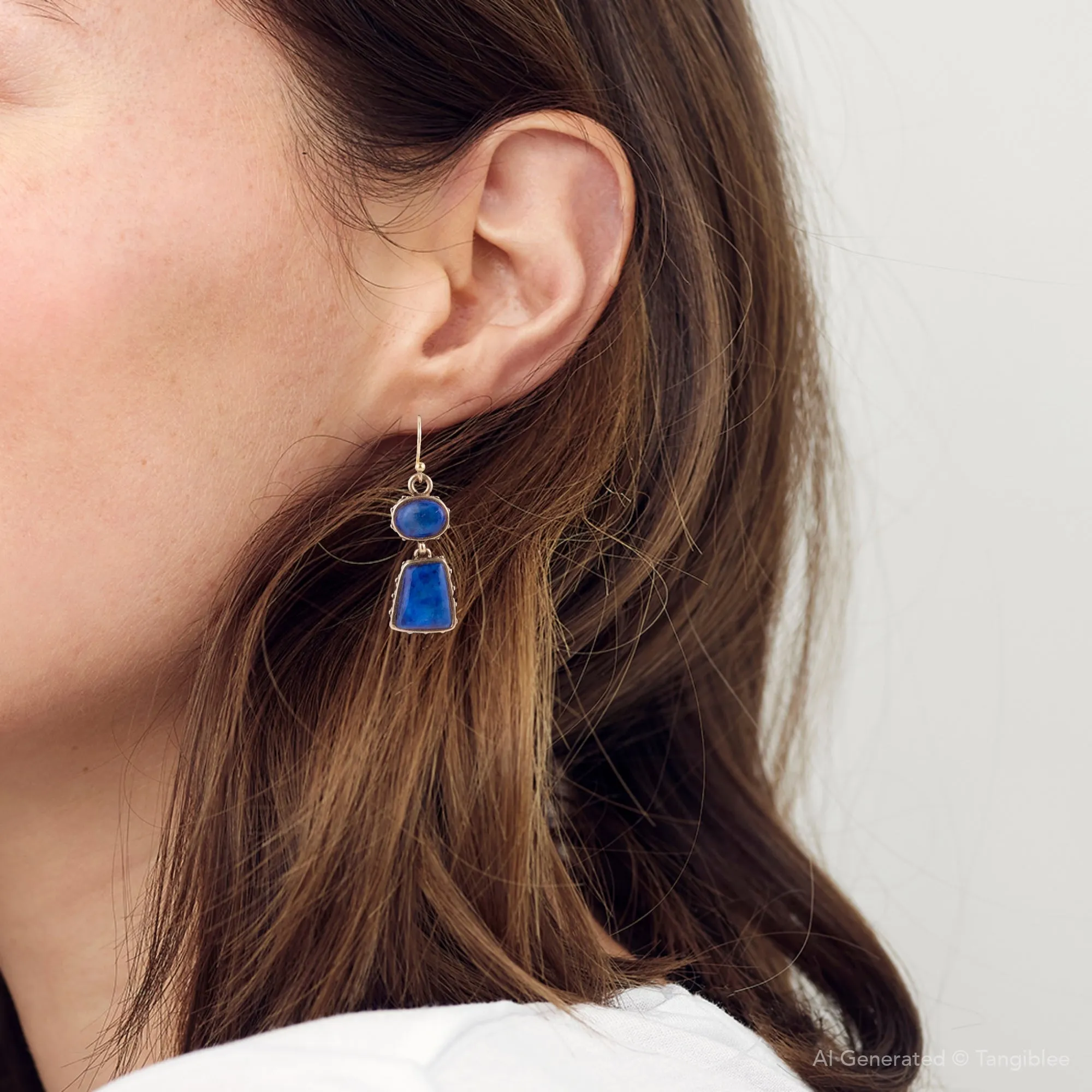 Blue Lapis Golden Drop Earrings sold by Barse product image thumbnail 5
