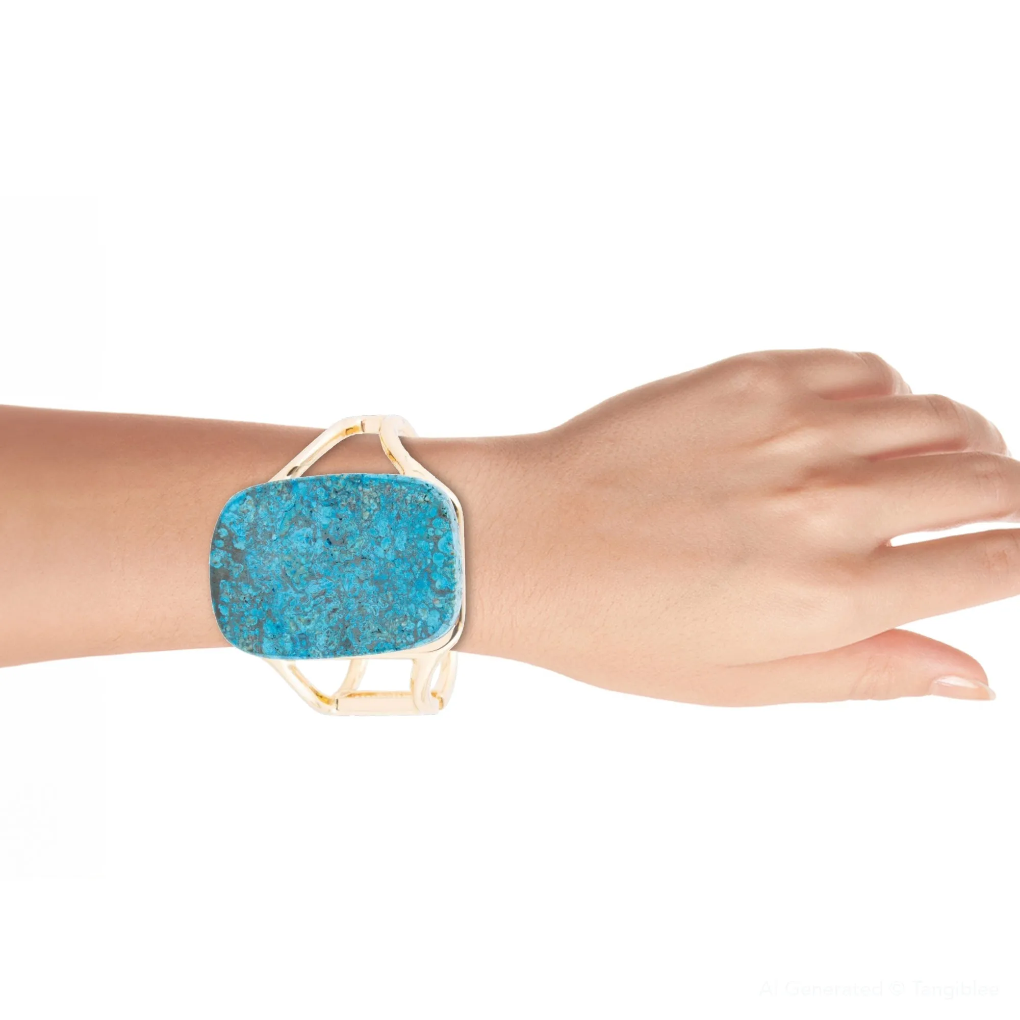 Blue Ocean Jasper Golden Cuff Bracelet sold by Barse product image thumbnail 4