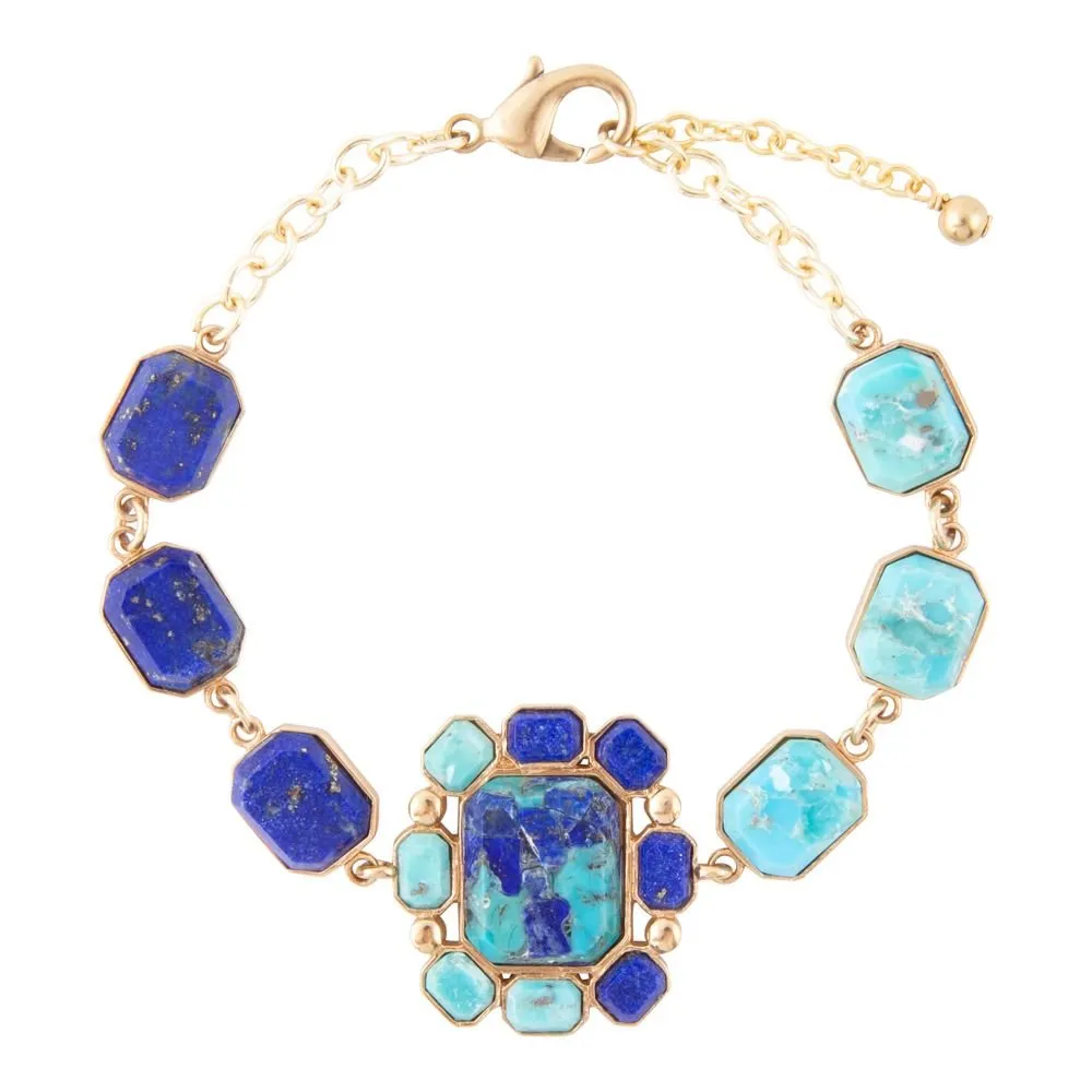 Duality Blue Lapis and Turquoise Golden Bracelet sold by Barse