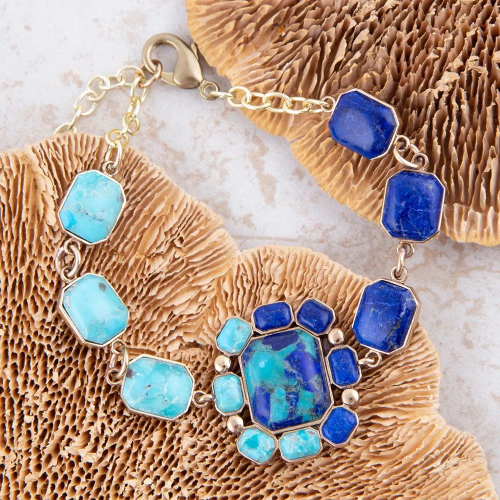 Duality Blue Lapis and Turquoise Golden Bracelet sold by Barse product image thumbnail 3