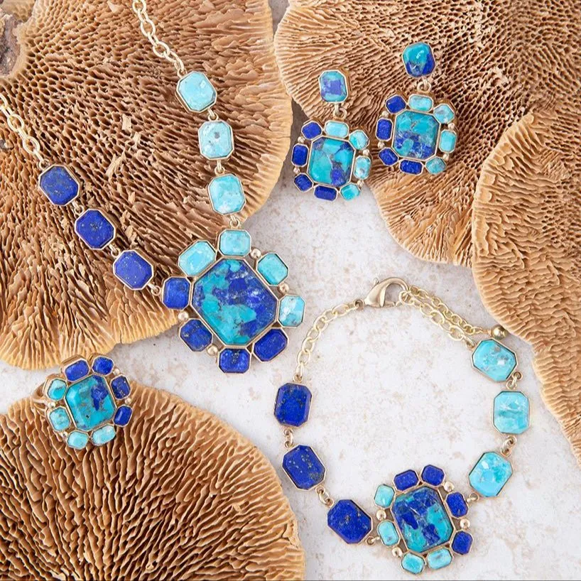 Duality Blue Lapis and Turquoise Golden Bracelet sold by Barse product image thumbnail 5