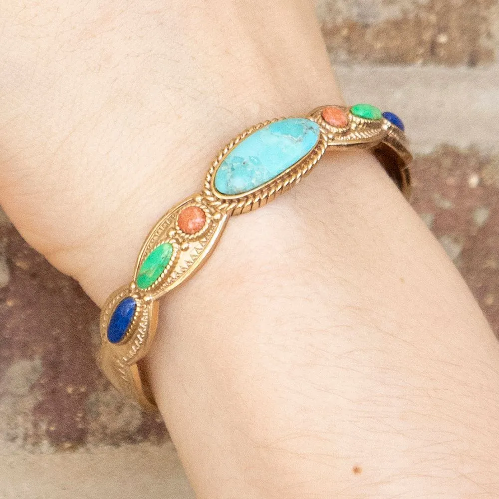 Concho Colorful Golden Cuff Bracelet sold by Barse product image thumbnail 2