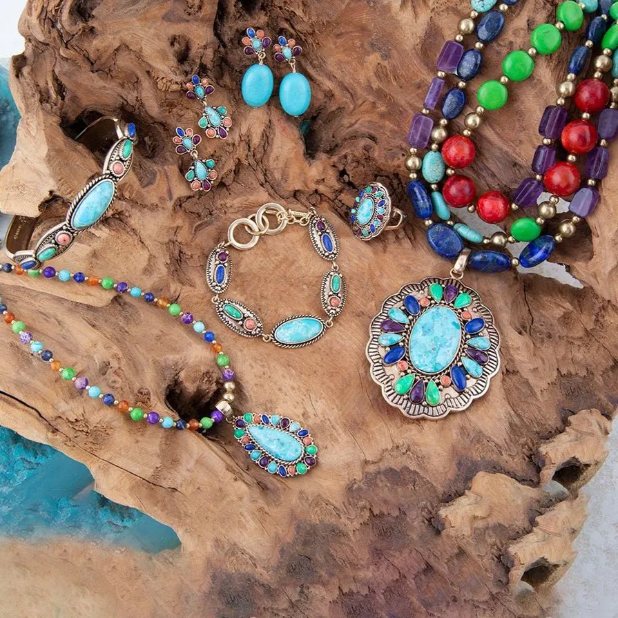 Concho Colorful Golden Cuff Bracelet sold by Barse product image thumbnail 5