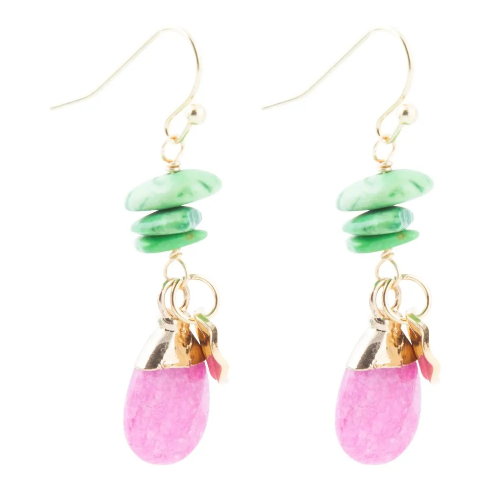 Pink Agate Lime Golden Drop Earrings sold by Barse product image thumbnail 3