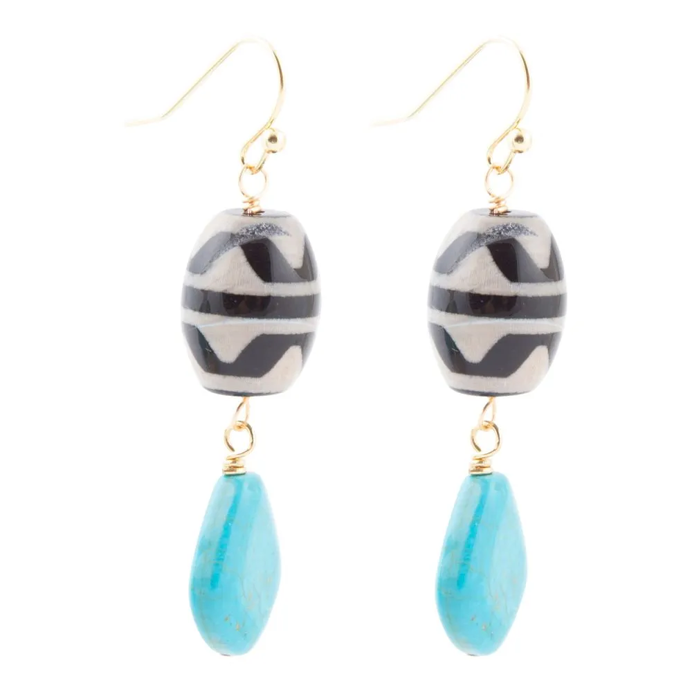 Tulum Blue Magnesite Golden Drop Earrings sold by Barse product image thumbnail 3