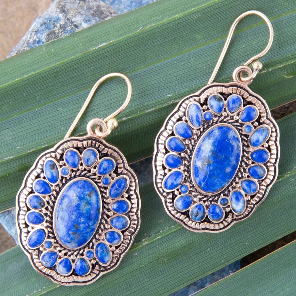 Concho Denim Blue Lapis Golden Drop Earrings sold by Barse product image thumbnail 3