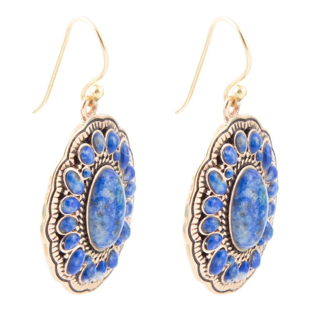 Concho Denim Blue Lapis Golden Drop Earrings sold by Barse product image thumbnail 4