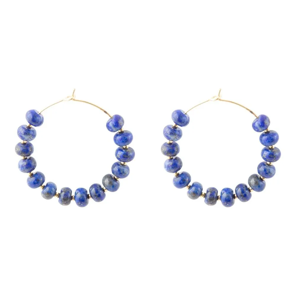 Blue Lapis Golden Hoop Earrings sold by Barse product image thumbnail 3
