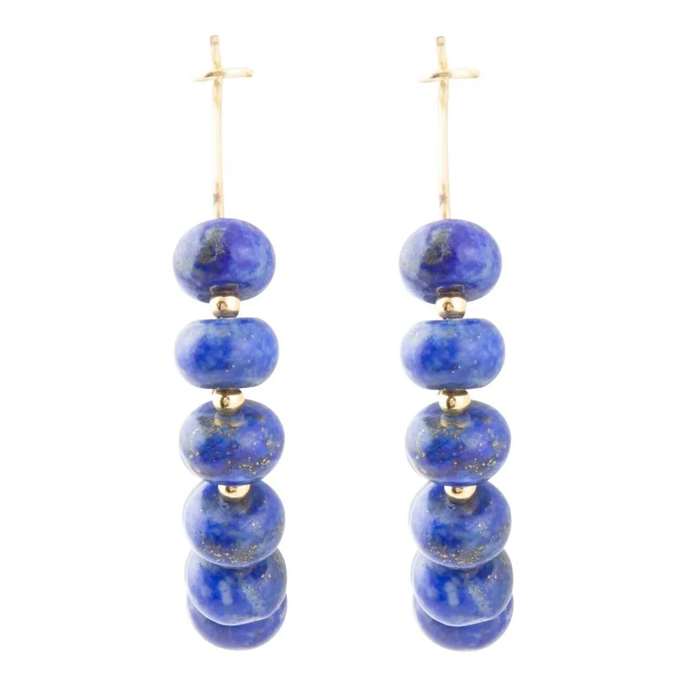 Blue Lapis Golden Hoop Earrings sold by Barse product image thumbnail 5