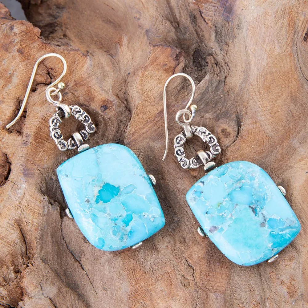 Blue Turquoise Riche Golden Drop Earrings sold by Barse product image thumbnail 3