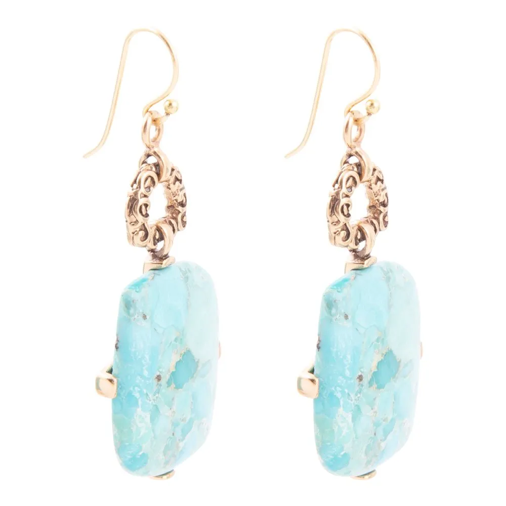 Blue Turquoise Riche Golden Drop Earrings sold by Barse product image thumbnail 4