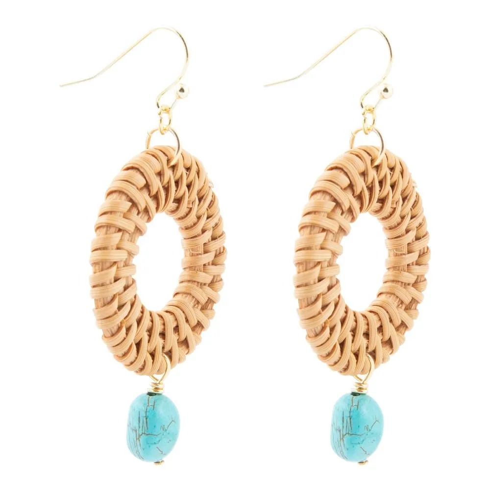 Blue Magnesite Rattan Golden Drop Earrings sold by Barse product image thumbnail 3