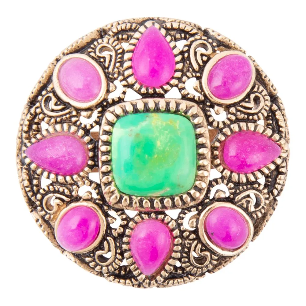 Madeira Pink Agate Golden Statement Ring sold by Barse product image thumbnail 4