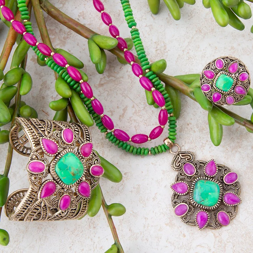 Madeira Pink Agate Golden Statement Ring sold by Barse product image thumbnail 5