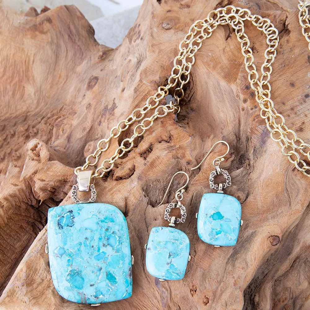 Blue Turquoise Riche Pendant Chain Necklace sold by Barse product image thumbnail 5