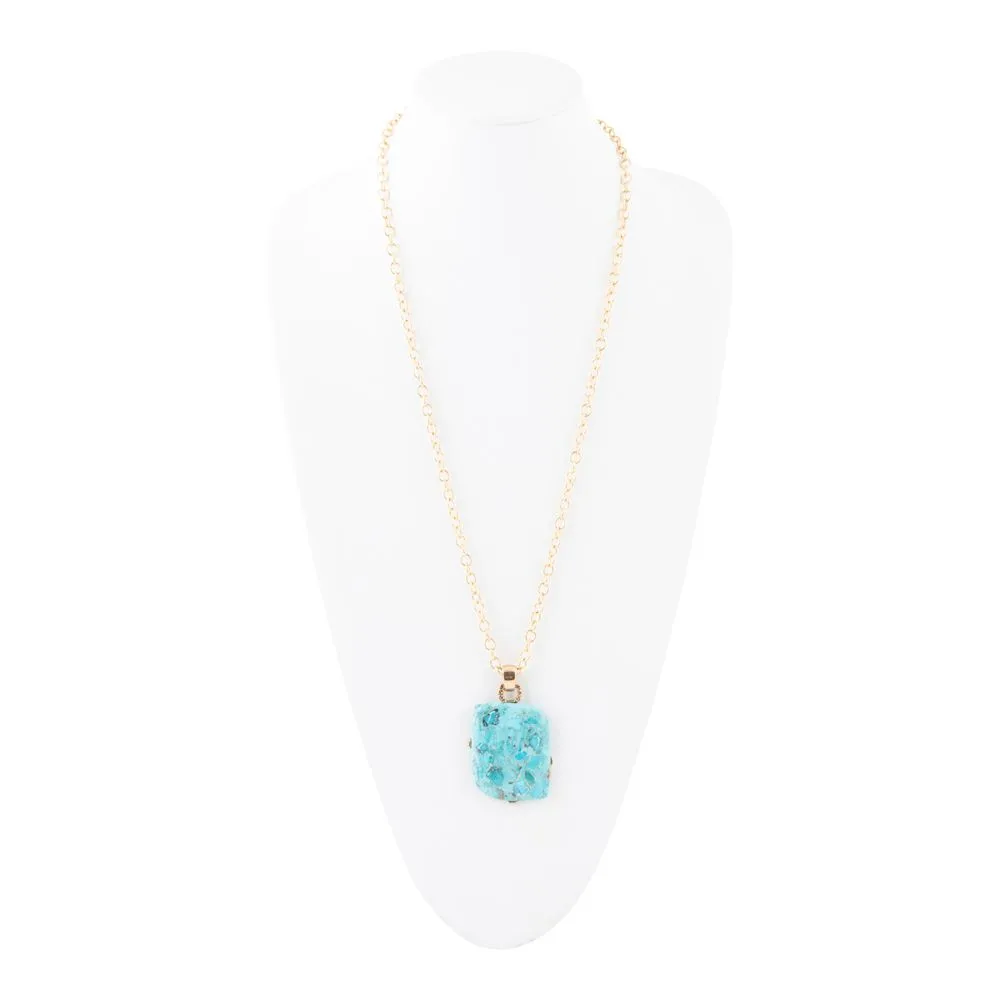 Blue Turquoise Riche Pendant Chain Necklace sold by Barse product image thumbnail 4