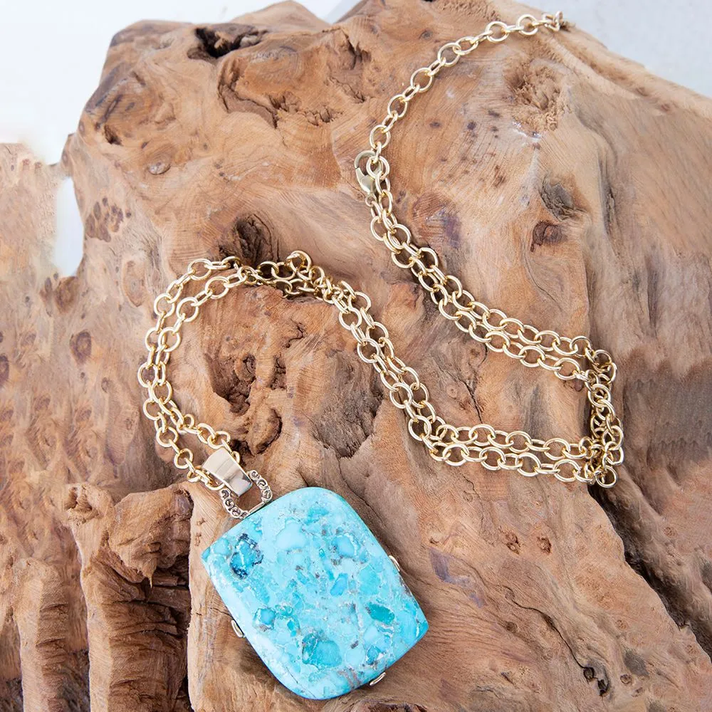 Blue Turquoise Riche Pendant Chain Necklace sold by Barse product image thumbnail 3