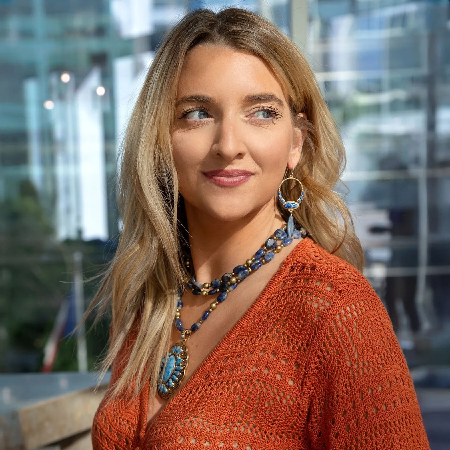 Concho Denim Blue Lapis Golden Statement Necklace sold by Barse product image thumbnail 2