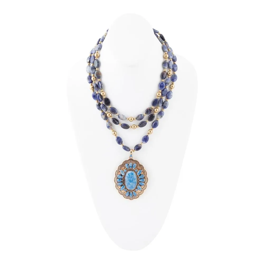 Concho Denim Blue Lapis Golden Statement Necklace sold by Barse product image thumbnail 3