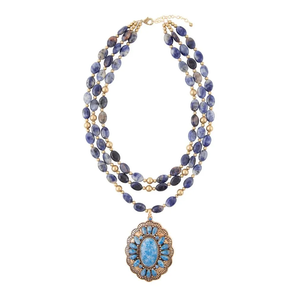 Concho Denim Blue Lapis Golden Statement Necklace sold by Barse product image thumbnail 5